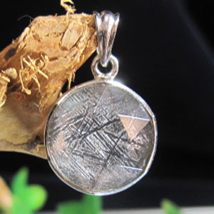 ギベオン&六芒星水晶 シルバーペンダントトップ 14x5mm