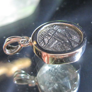 ギベオン＆六芒星水晶　シルバーペンダントトップ　14x5mm