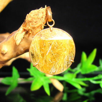 ルチルクオーツ&六芒星 金針水晶 ペンダントトップ 18x5mm