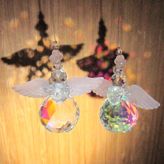 【2本セットでお得】ハートと天使のサンキャッチャー20mm/レインボー/エンジェル/サンキャッチャー/お祝/入学/新居/引っ越し/バレンタイン/ホワイトデー/ギフト/