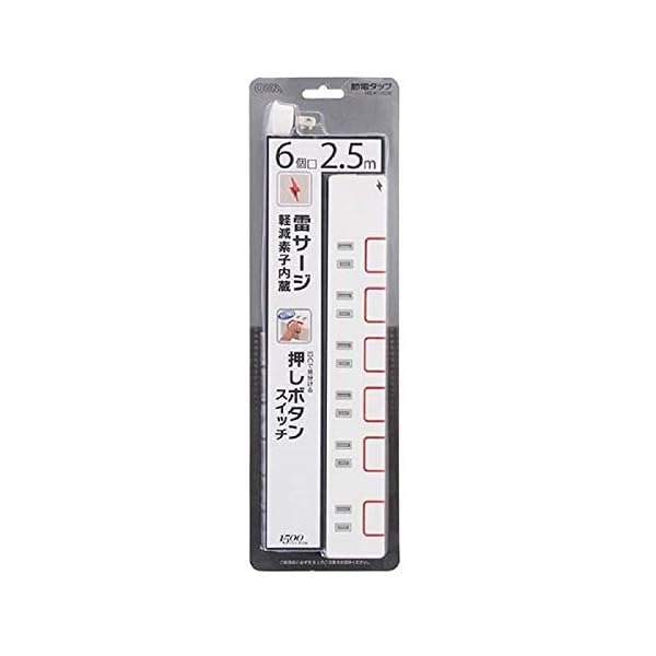 乐天商城 - 雷ガード&個別押しボタンスイッチ付き 節電タップ 6個口 2.5m [HS-K1150W]