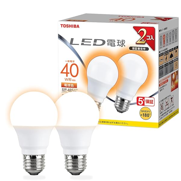 樂天商城 - TOSHIBA(東芝) LED電球 E26 A形 40W相当 広配光 電球色 2P 密閉器具対応 LDA4L-G/K40V1RP