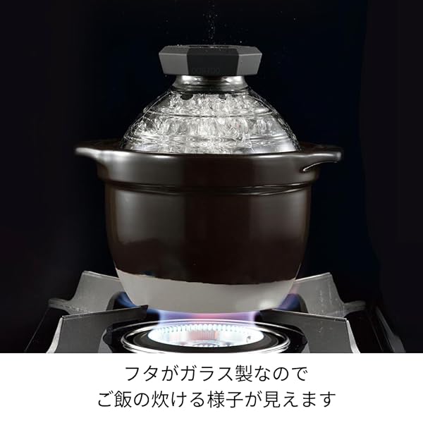 スプラウツLLC 楽天市場店のHARIO(ハリオ) フタがガラスのご飯釜 1~2合 中身が見える 耐熱ガラス ギフト プレゼント 日本製｜アングル2