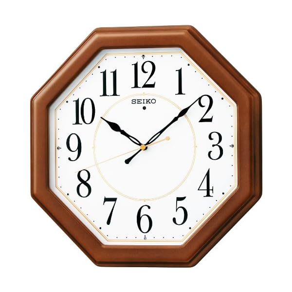セイコークロック(Seiko Clock) 掛け時計 電波 アナログ 八角型 木枠 茶 木地 KX389B