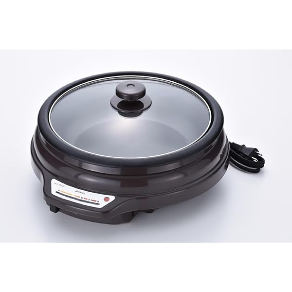 乐天商城 - Abitelax アビテラックス 電気グリル鍋 AGN31G-T 3L 深型 脱着式 ガラス蓋 1200W 3〜5人用 鍋深さ7cm