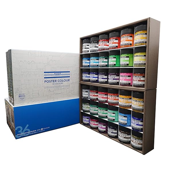 樂天商城 - ニッカー 水彩絵具 ポスターカラー 36色セット 40ml PC40ML36N