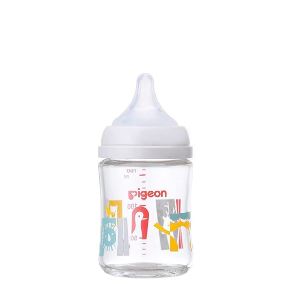 PIGEON ピジョン 母乳実感 哺乳びん 160ml 0ヵ月~ 早く冷める耐熱ガラス製 Zoo ズー キズがつきにくく衛生的 白 4902508024785