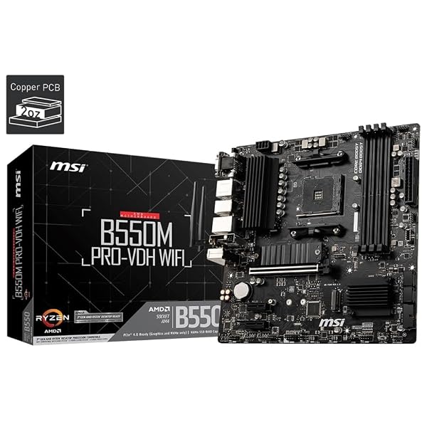 MSIマザーボード B550M PRO-VDH WIFI Ryzen 5000シリーズ (AM4)対応mATX M.2ヒートシンク Wi-Fi [AMD B550 搭載] MB5033ブランドMSI色モデルB550M PRO-VDH WIFI商品説明【商品概要】MB5033 2年【チップセット/ソケット】AMD B550/AM4【CPU】第3世代 AMD Ryzen プロセッサ【フォームファクター】MicroATX【対応メモリ】DDR4 ×4(最大128GB)/DDR4-4400(OC)MHz 対応【商品説明】【商品詳細】ブランド：MSI商品種別：マザーボード商品名：MSIマザーボード B550M PRO-VDH WIFI Ryzen 5000シリーズ (AM4)対応mATX M.2ヒートシンク Wi-Fi [AMD B550 搭載] MB5033製造元：MSI商品番号：B550M PRO-VDH WIFI発売日：2020年07月10日商品内容：Micro-ATX商品タイプ：PRO-VDH WIFI/mATX/黒【当店からの連絡】【配送について】当店では複数の物流拠点から発送しております。外装箱が提携配送センターのものである場合がございますが、品質に問題はございません。あらかじめご了承ください。