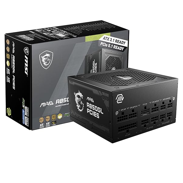 MSI MAG A850GL PCIE5 PC電源ユニット 850W ATX3.1/PCIe 5.1対応 80PLUS GOLD認証 フルモジュラー 7年 PS1327