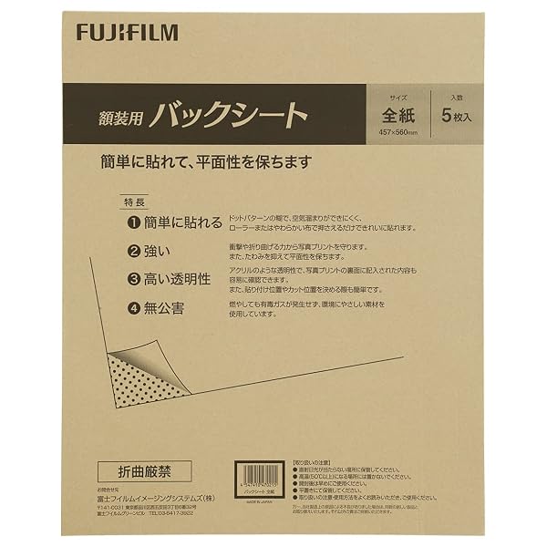 フジカラー FUJICOLOR 額縁 額装用 バックシート 全紙 5枚入り 470215 無色透明
