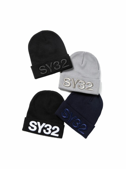 3D LOGO KNIT CAP SY32 by SWEET YEARS sweet years SY32 SY 32 32 メンズ ニット ニット帽 キャップ 帽子 ロゴ スポーツ フットサル サッカー トレーニング ファッション おしゃれ BLKWHT BLKBLK NVY GRY FREE 7142-3