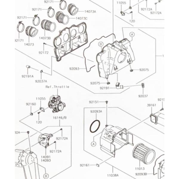 ZRX1200 DAEG(ZRT20D)　エアクリーナーエレメント　(エアクリーナー　エアエレメント　エアフィルター)　図中(11013番)　11013-1235 1276K-11013-1235