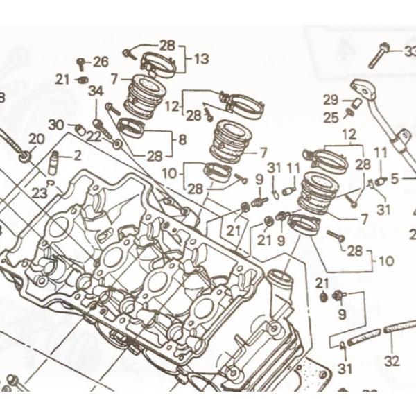 CBR250RR(MC22) 車台番号MC22-1056770まで　インシュレーター(インテークマニホールド　インマニ)　1台分　図中(7番)　16211-KAZ-000 1324K-16211-KAZ-000X4