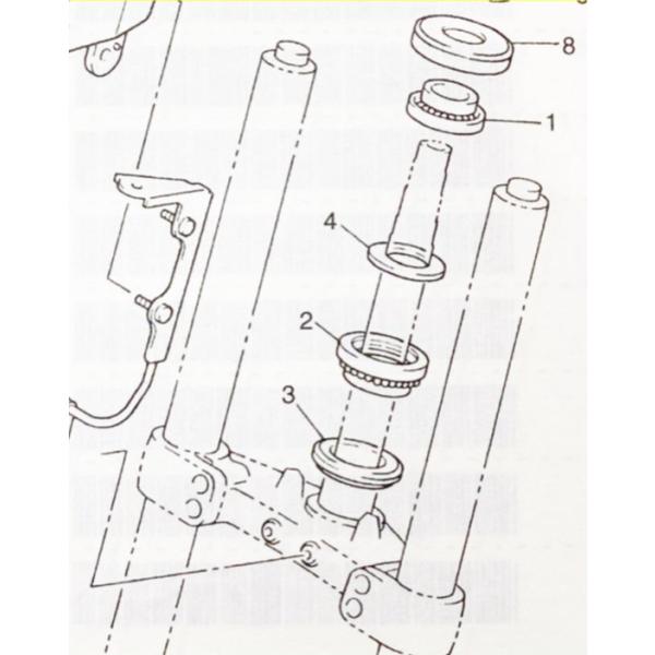 XJR1300(RP01J) ステムベアリング＆シール　図中(1番＆2番＆3番)　93399-99931　93399-99932　3FV-23462-00 1376K-93399-99931-93399-99932-3FV-23462-00