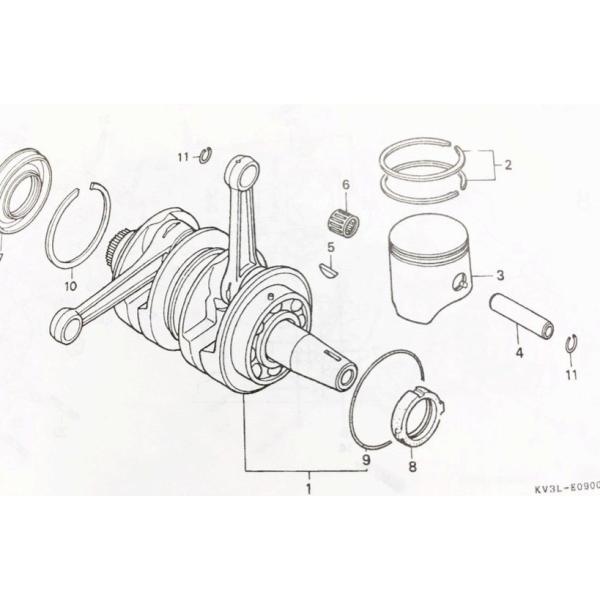 NSR250R(MC21)　ピストン(マーク無し)、ピストンリング、ピン、ベアリング、クリップ1台分　 21K13103K..