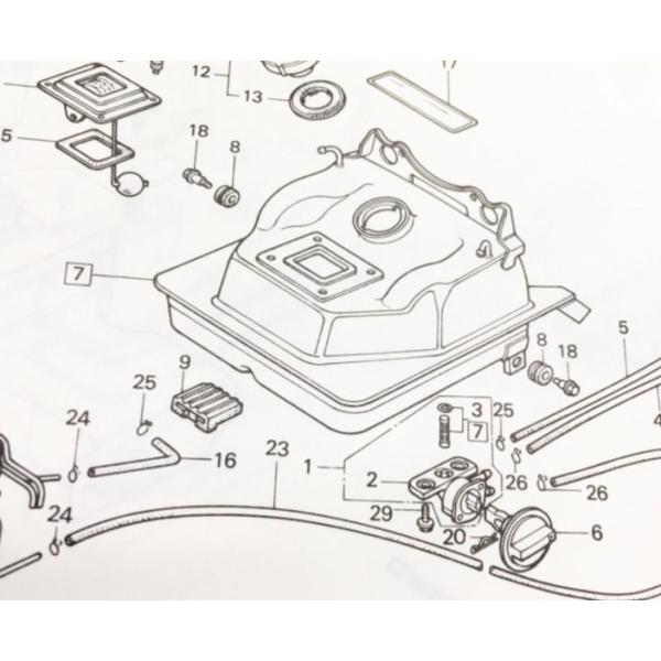 モトコンポ　(AB12)　フューエルコック　(ガソリンコック、燃料コック)　図中(1番)　16950－GC6－005 35K16950GC6005(2)