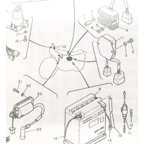 Rakuten - SR400(1JR)　(3HT4まで)　イグニッションコイル＆プラグキャップ　図中(20番＆23番)　2J2-82310-51(2J2-82310-50より品番統一) 1J7-82370-00 434K2J2-82310-51-1J7-82370-00