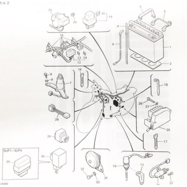 VMAX1200(3UF)　レギュレーター　(レクチファイア　レギュレター　レクチファイヤ)　図中(25番)　3JP-81960-01 (3JP-81960-00　より品番統一) 469K3JP-81960-01