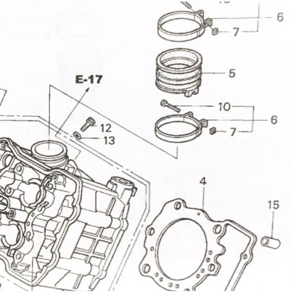 VTR1000F(SC36)　インシュレーター　1台分　(インテークマニホールド　インマニ)　1枚目図中(5番)＆2枚目図中(7番)　16210-MBB-610　16220-MBB-610 572K16210-MBB-610-16220-MBB-610