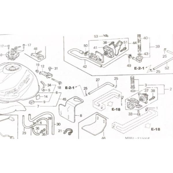 VTR1000F(SC36)　車体番号SC36-1199999まで フューエルコック　(ガソリンコック　燃料コック)　図中(2番) 16950-MBB-642　(16950-MBB-640より品番統一) 582K16950-MBB-642