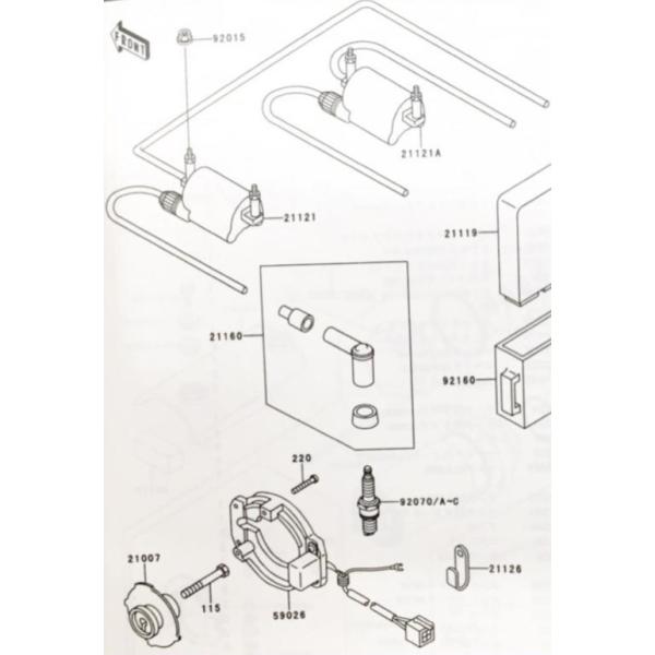 Rakuten - ゼファー750(ZR750C)　イグニッションコイル　1台分　図中(21121番＆21121A番) 21121-1177　21121-1178 603K21121-1177-21121-1178