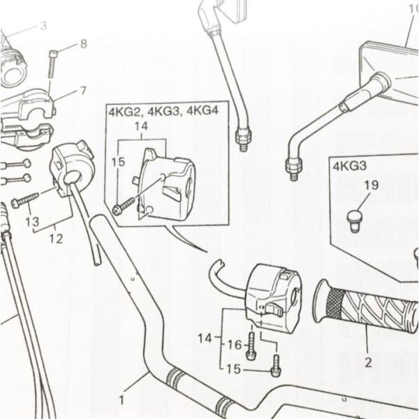 XJR1200(4KG)　ハンドルスイッチ右　図中(12番)　4HM-83975-11　(4HM-83975-00　より品番統一)　★XJR12..