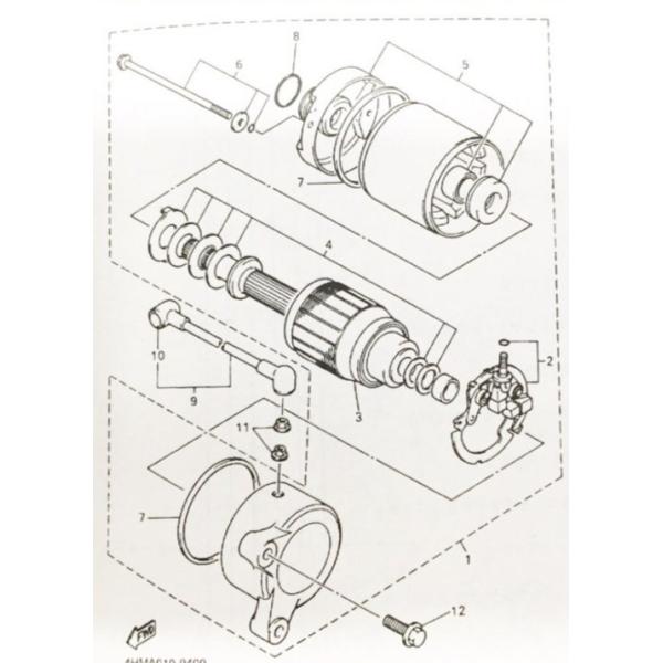 XJR400R(RH02J)　セルモーター　(スターターモーター　スターティングモーター)　図中(1番)　4HM-81890-00 793K4HM-81890-00