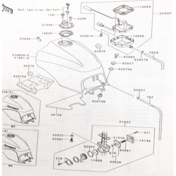 カワサキ 取 純正部品 ゲージ フューエル G/K ボルトツキ 52005-5003