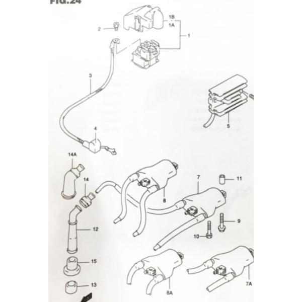 インパルス400(GK79A)　★1996年モデル～　イグニッションコイル　1台分 図中(7A＆8A番)　33410-23E00　33420-23E00 906K-33410-23E00-33420-23E00