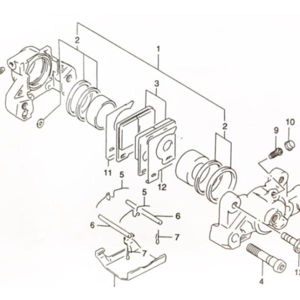 Rakuten - インパルス400(GK79A)　リヤブレーキパッド　(リアディスクパッド)　図中(3番)　69101-05870　(69100-05830より品番統一) 927K-69101-05870