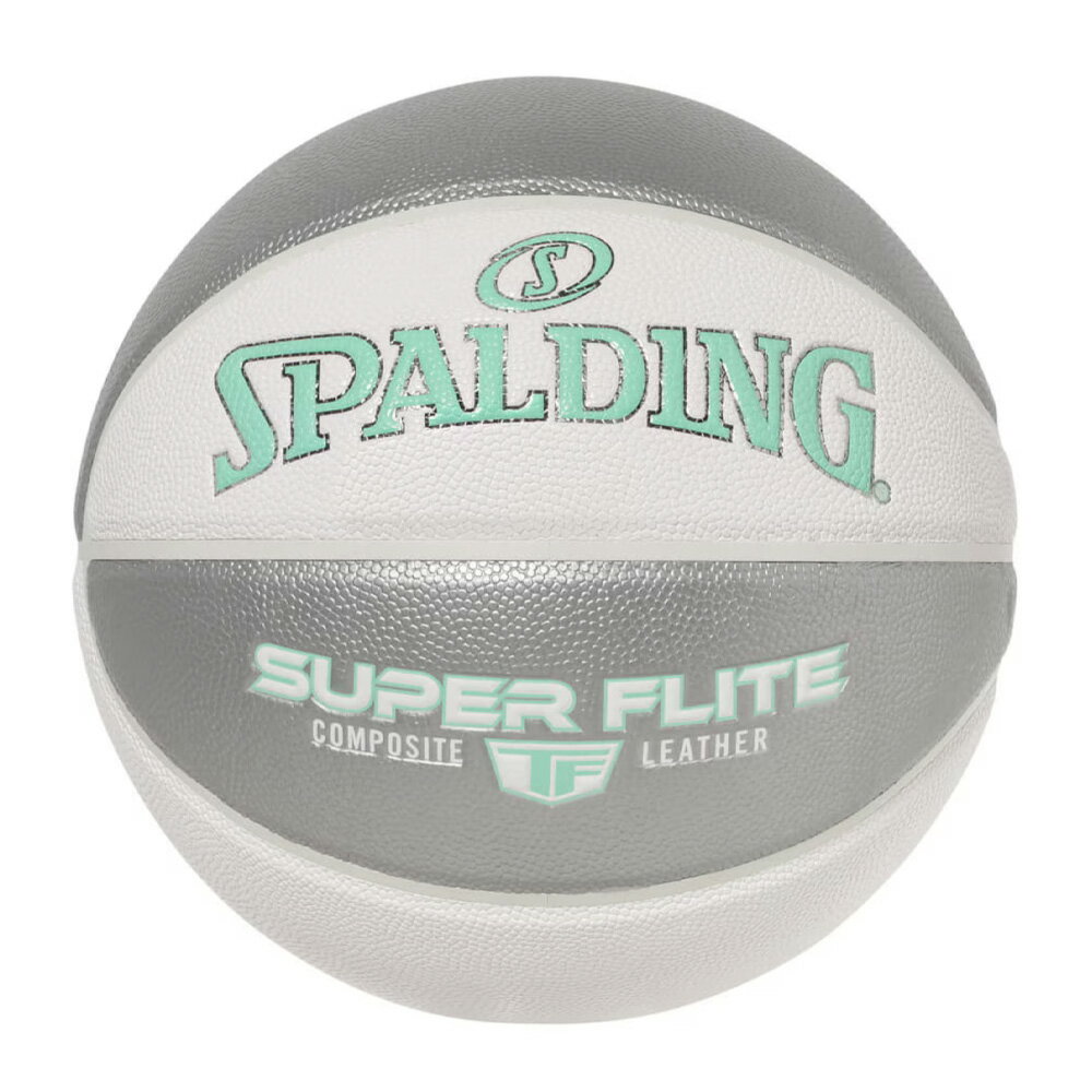 78-169J SPALDING スーパーフライト ホワイト×シルバー×ミント 7号球 合成皮革 ｜ 正規品 スポルディング バスケットボール バスケ 7号 屋内 屋外
