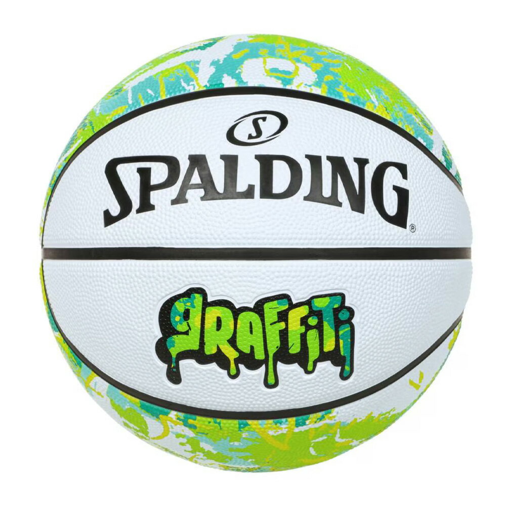 85-266J SPALDING グラフィティ グリーン×イエロー ラバー 7号球 ｜ 正規品 スポルディング バスケットボール バスケ 7号 屋内 屋外