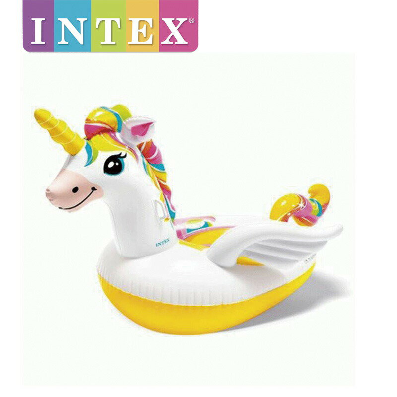 57561 INTEX ユニコーンライドオン 198×140×97cm ｜ 日本正規品 インテックス intex インスタ映え ユニコーン 浮き輪 フロート マット ..