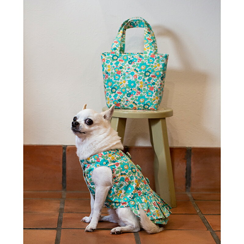 【材料キット】ドッグドレス＆おさんぽトートセット＜コットンフレンド 夏号掲載／Liberty Fabrics＆Me＞（kit-0016)【ブティック社/コットンフレンド掲載/アニマル/ドッグウェア/リバティ/ハンドメイド/】