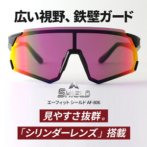 スポーツサングラス メンズ ミラーサングラス シリンダーレンズ搭載 サイクリング ゴルフ 野球 ジョギングに UV99%カット A-FIT SHIELD エーフィット シールド AF-806