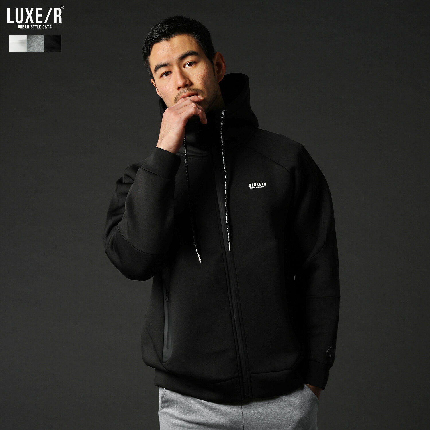 【セットアップ対応】 パーカー ジップアップパーカー メンズ 秋 冬 秋服 冬服 フード ハイネック 長袖 スポンジボンディング 止水風ジップ ストレッチ性 伸...