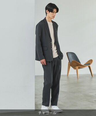 【3点セット】 セットアップ テーラードジャケット メンズ 春 春服 秋 秋服 シングルジャケット ダブルジャケット ノーカラージャケット スラックス イージーパンツ ニット ハイゲージ オフィスカジュアル ブラック チャコール ブラウン - Image 3