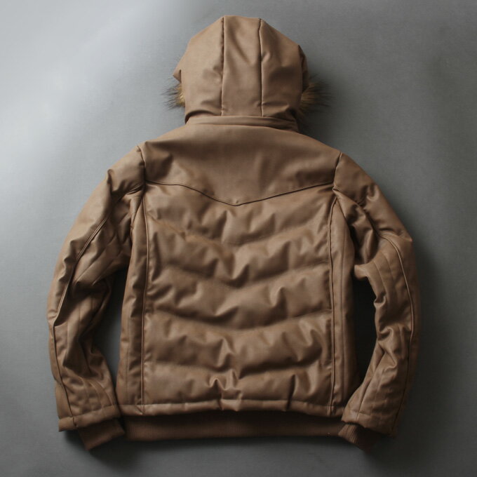 防寒 冬新作 中綿 ジャケット メンズ アウター メンズ ファー付き WET-PU レザー ダブルフェイス 送料無料 M L XL XXL