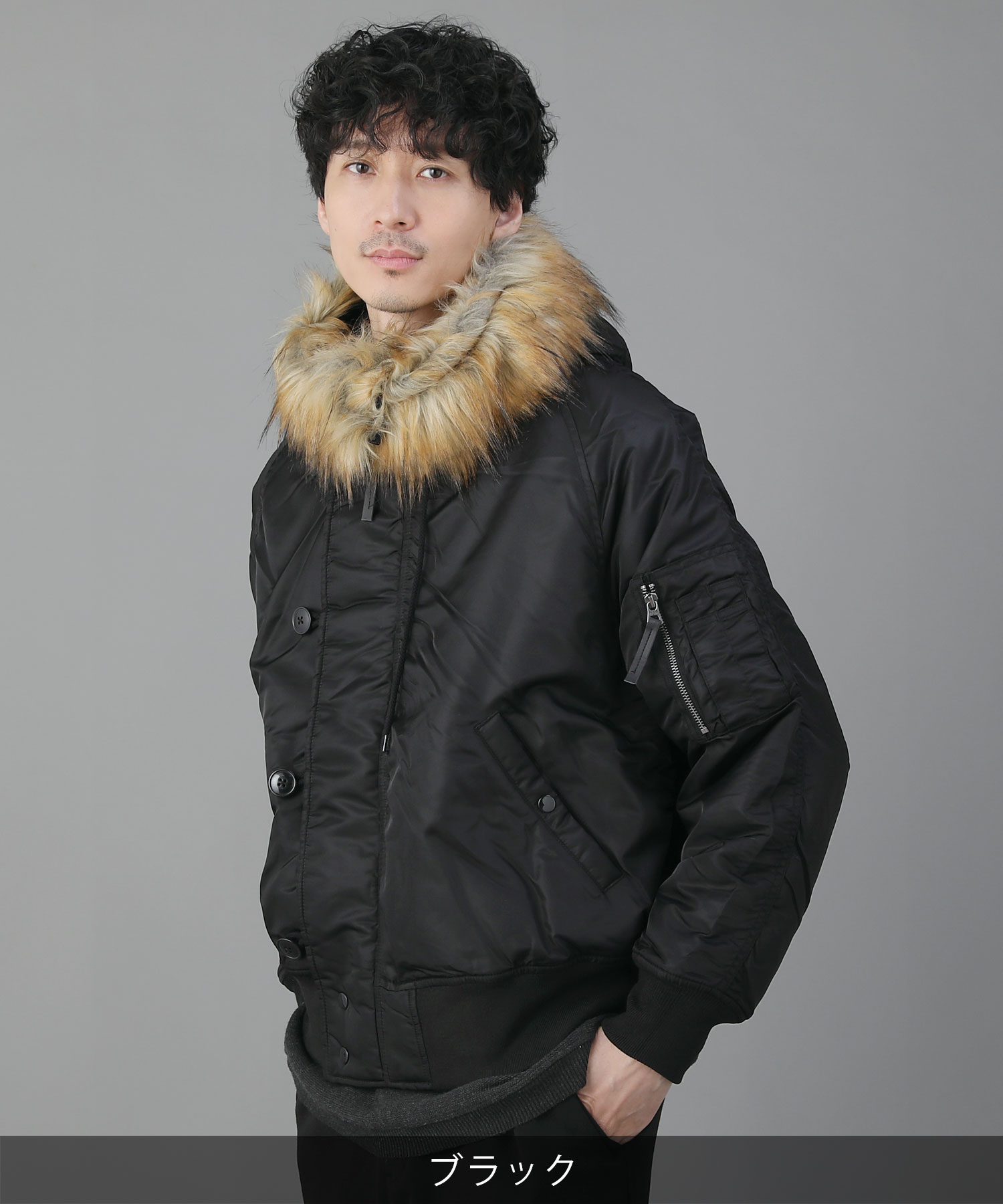 ジャケット フライトジャケット アウター メンズ 冬 冬服 N-2B ミリタリー ナイロンツイル 高機能中綿素材 シンサレート ファー ボア リブ TOP KHAKI ジョンブル TK234L01