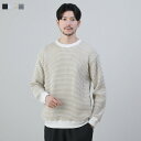 プルオーバー ニット ワッフル メンズ 春 春服 秋 冬 秋服 冬服 2トーン ビッグワッフル ニット ワッフルニット トップス 長袖 クルーネック ライトグレー M L