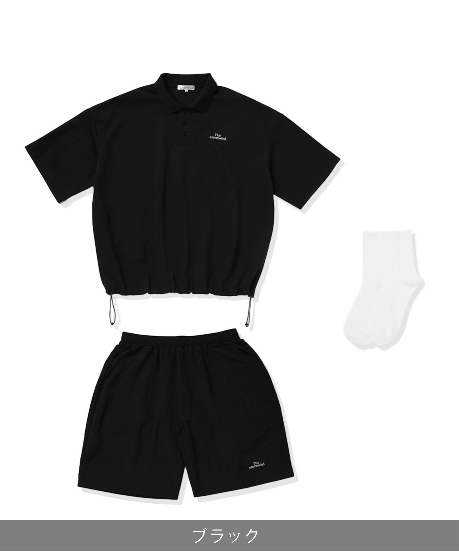 【3点セット】 セットアップ メンズ 夏 夏服 春 春服 ポロシャツ 半袖 5分袖 鹿の子 ポンチ ショーツ パンツ ワイドパンツ イージーパンツ ゴムウエスト ナイロン ロゴ 刺繍 オーバーサイズ - Image 2