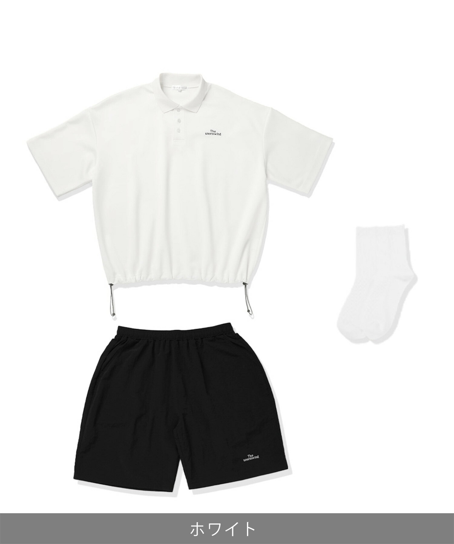 【3点セット】 セットアップ メンズ 夏 夏服 春 春服 ポロシャツ 半袖 5分袖 鹿の子 ポンチ ショーツ パンツ ワイドパンツ イージーパンツ ゴムウエスト ナイロン ロゴ 刺繍 オーバーサイズ - Image 3