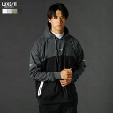 【セットアップ対応】 ゴルフウェア メンズ パーカー プルパーカー 秋 秋服 春 春服 長袖 撥水 バイカラー 配色 フード ロゴ プリント 布帛 止水ジップ ストレッチ ポケット ゴルフ ジム 45817