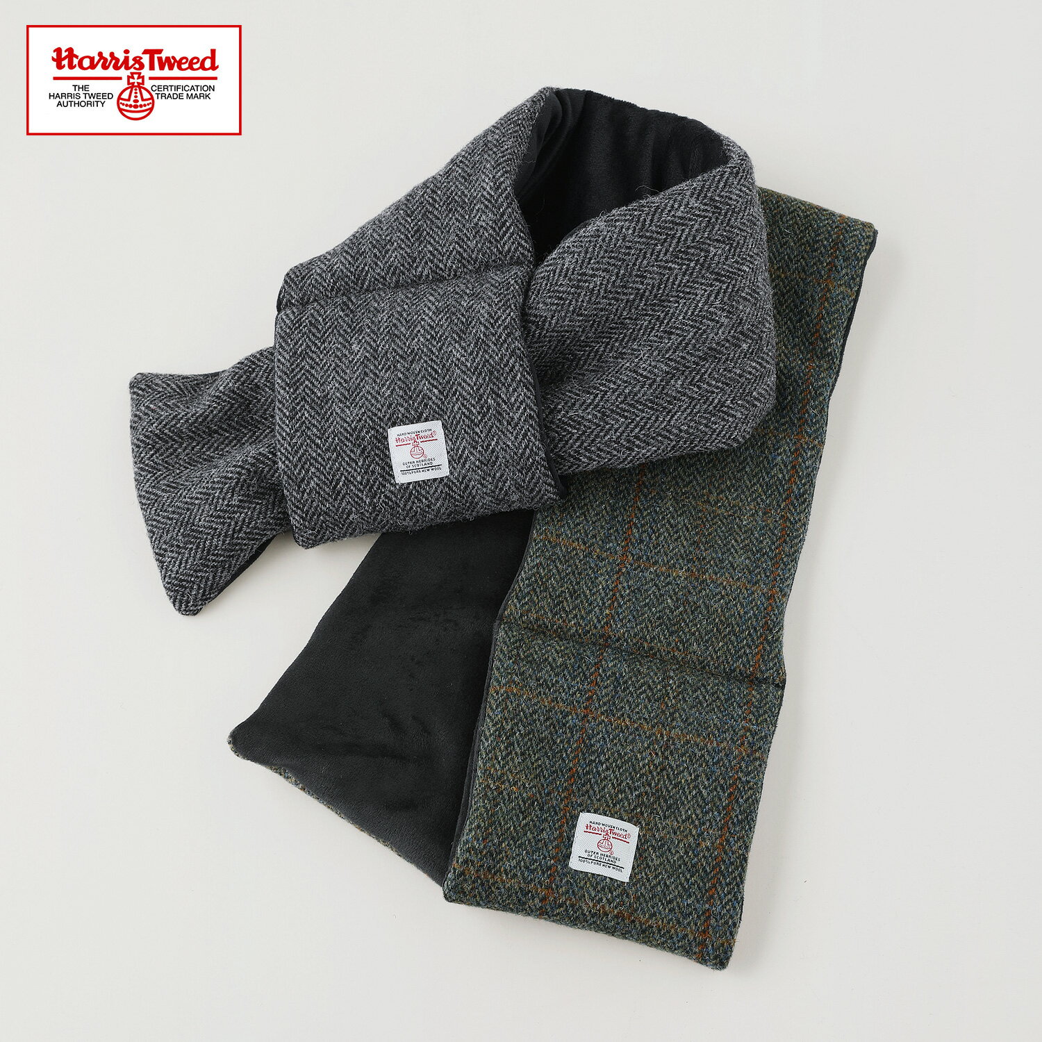 【メール便対応】 マフラー ショートマフラー グッズ 小物 冬 ギフト プレゼント Harris Tweed 差し込..