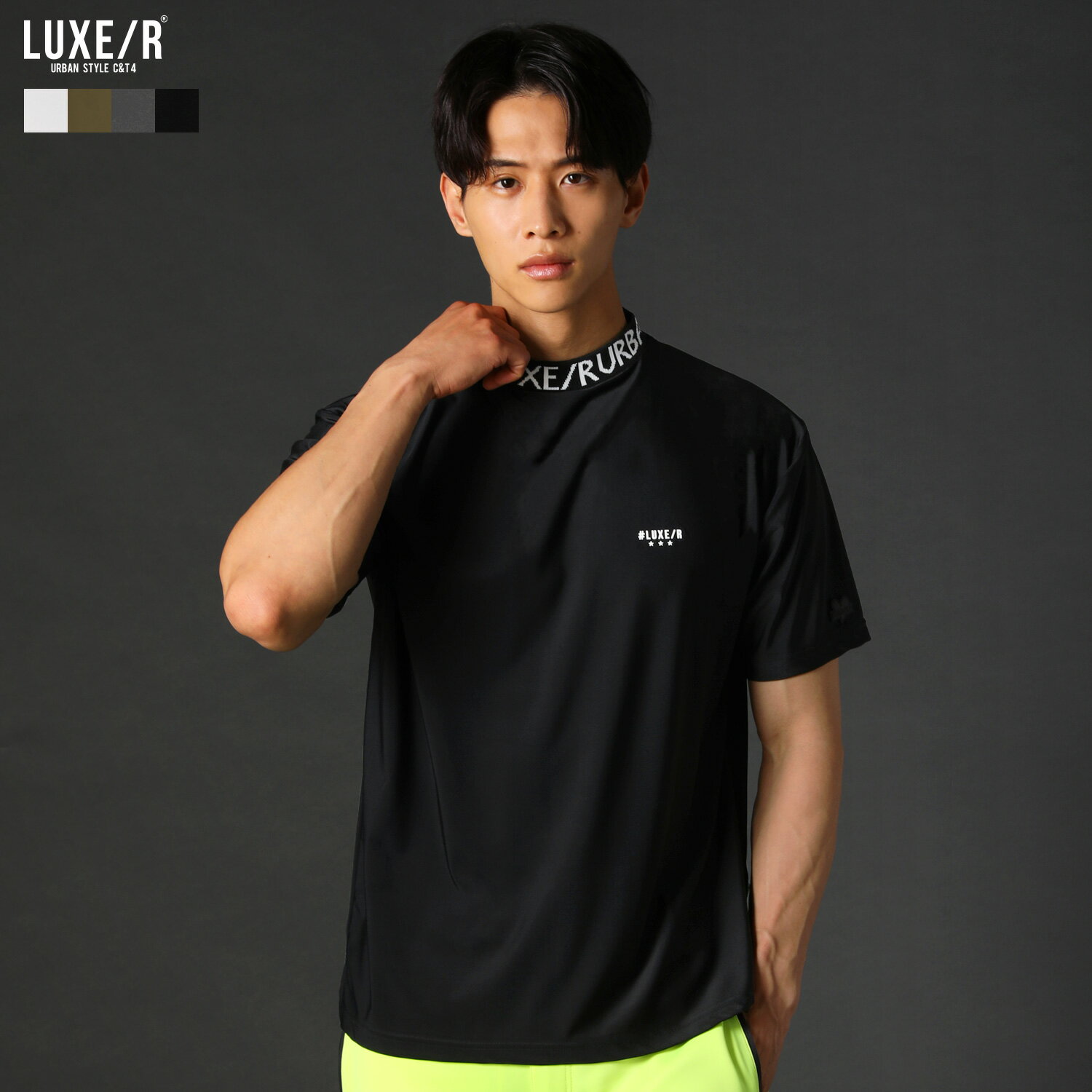 【セットアップ対応】 ゴルフウェア カットソー Tシャツ メンズ 夏 夏服 ゴルフ 接触冷感 吸水 伸縮 速乾 ナイロン ハイネック スポーツ トレーニング 半...