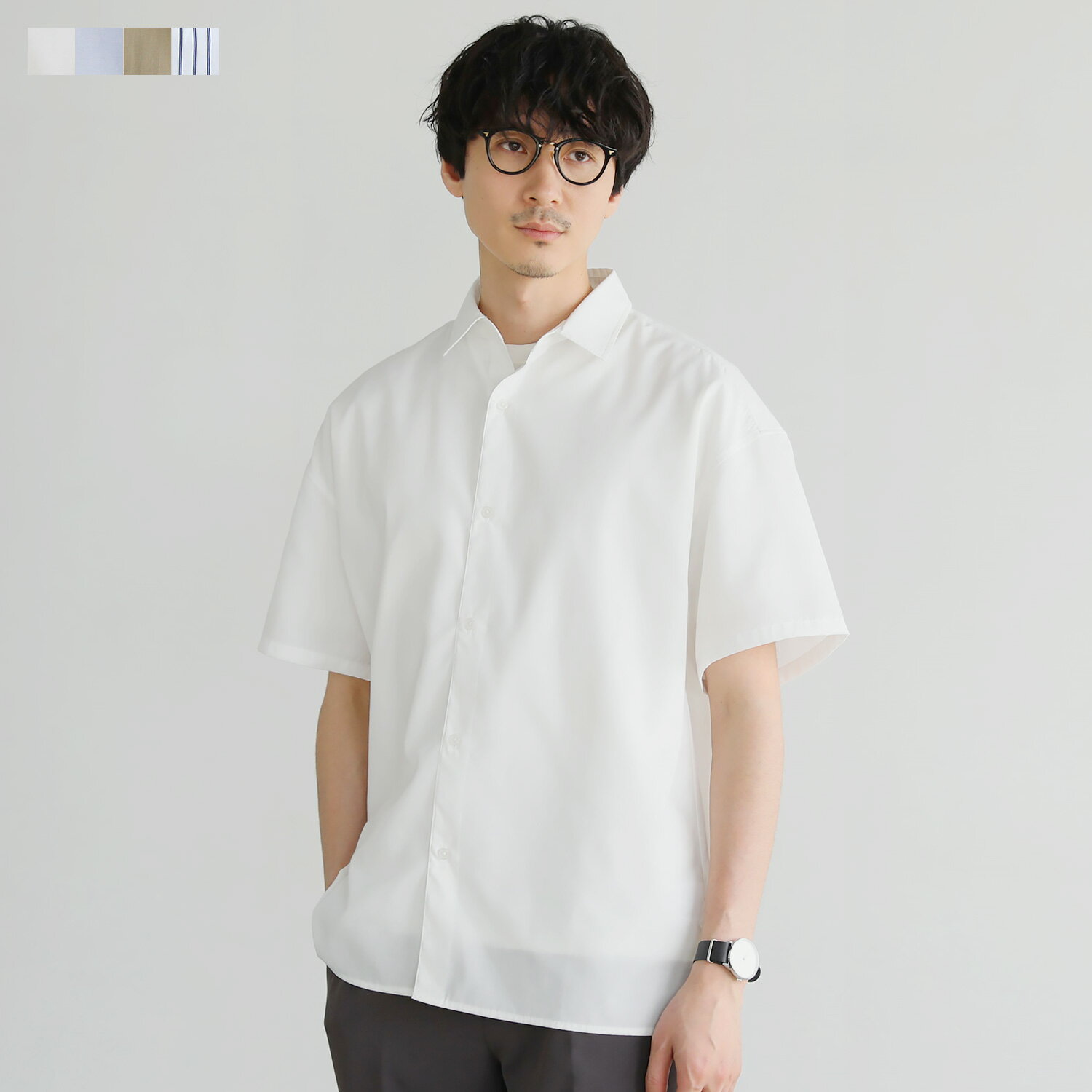 シャツ 半袖シャツ ブロードシャツ メンズ 夏 夏服 セミワイド レギュラーカラー ブロード 半袖 ビッグ..