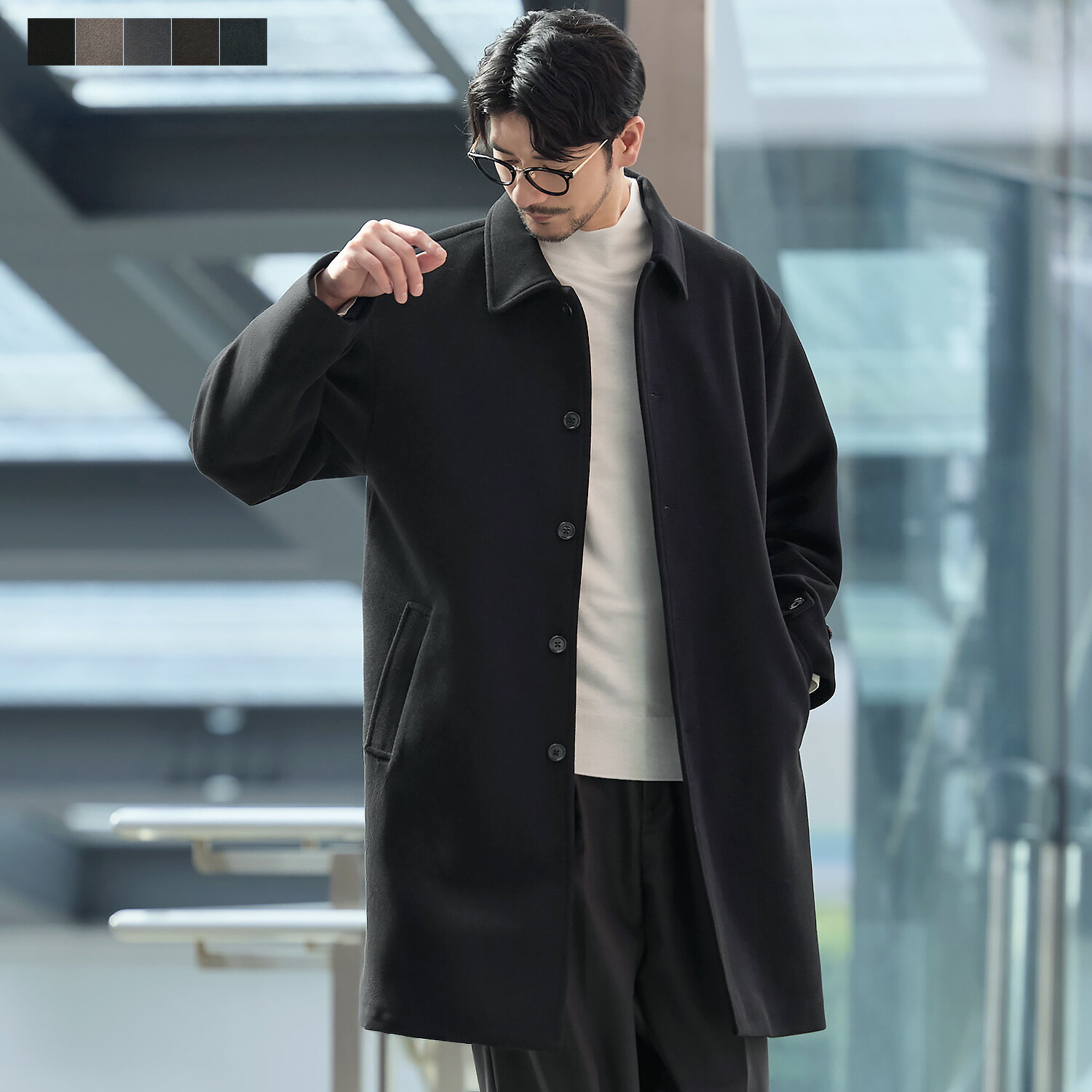 ステンカラーコート ロングコート アウター メンズ メンズファッション 冬 冬服 メルトン オフィスカジュアル 通勤 通学 リラックス 通勤 暖かい ポケット ...