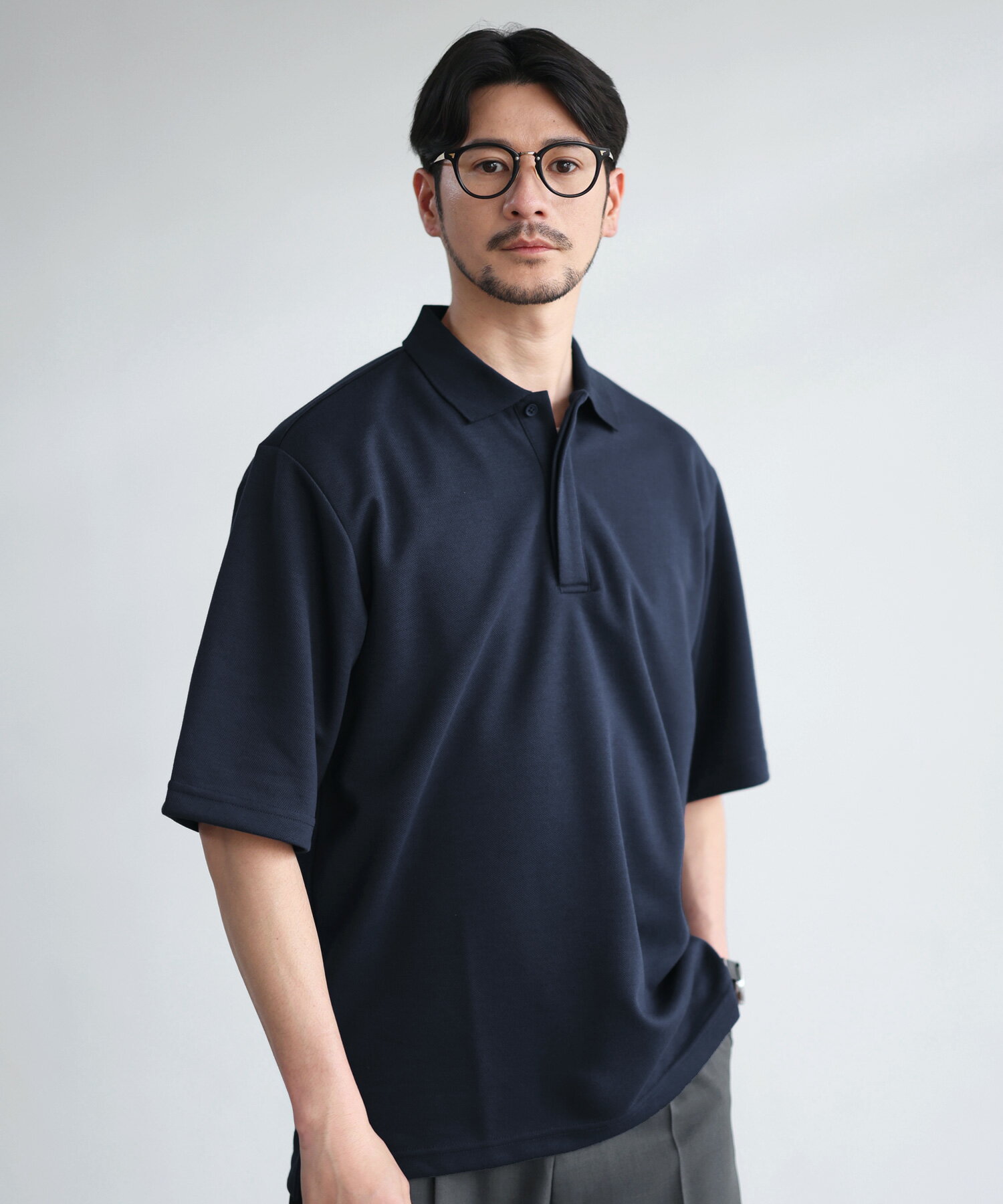 NACKIYÉ ネイビーリブ編み五分袖ポロシャツ 楽天市場】五分袖（カラーネイビー）（ポロシャツ｜トップス）：メンズ