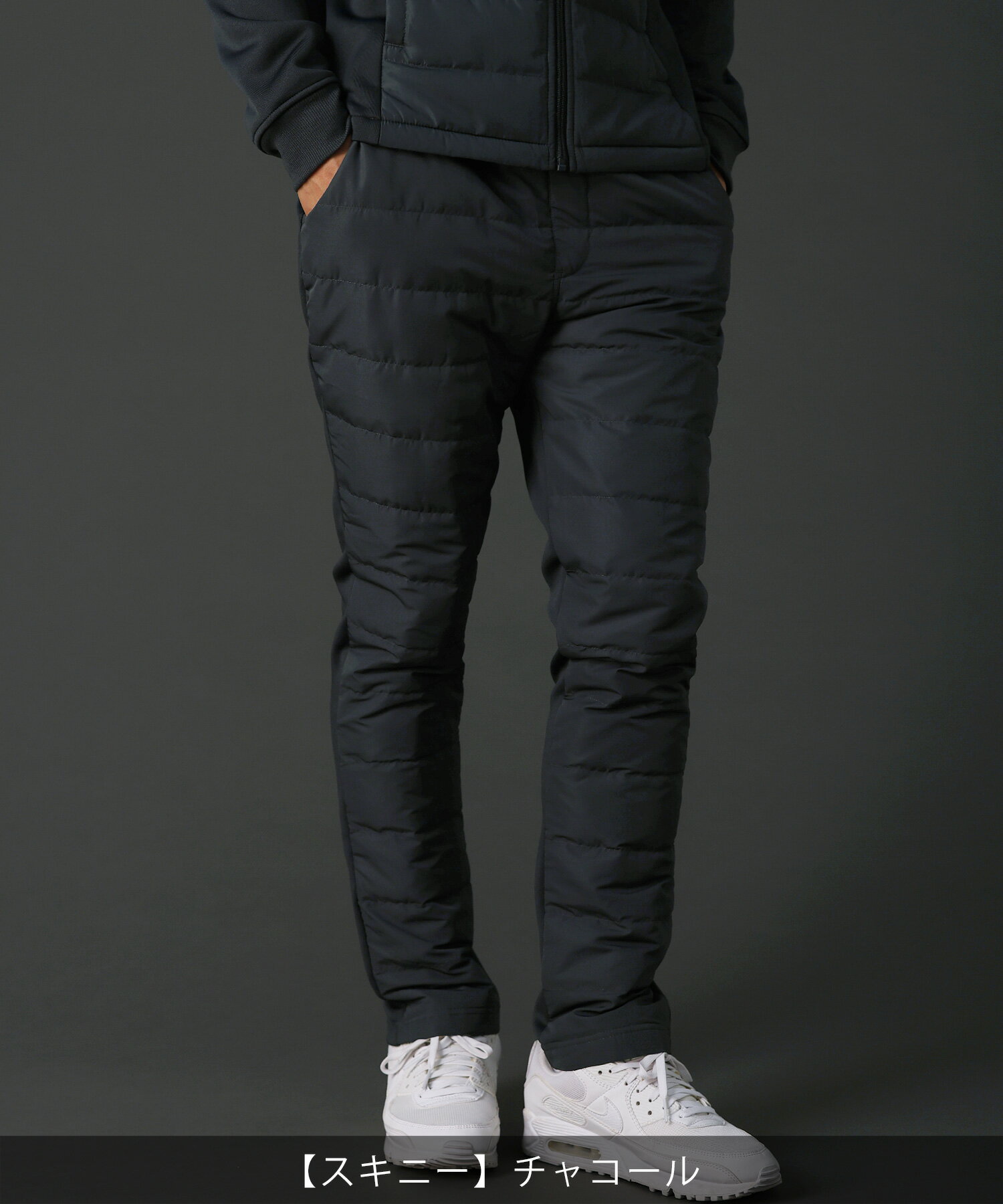 【セットアップ対応】 ダウンパンツ メンズ スリム レギュラー 冬 冬服 イージーパンツ ダウンフェザー 切り替え ボア シャギー 裏起毛 キルティング ストレッチ ベルトループ ゴルフ ゴルフパンツ 防寒 暖かい ブラック ネイビー カーキ チャコール グレー M L LL XL XXL - Image 3