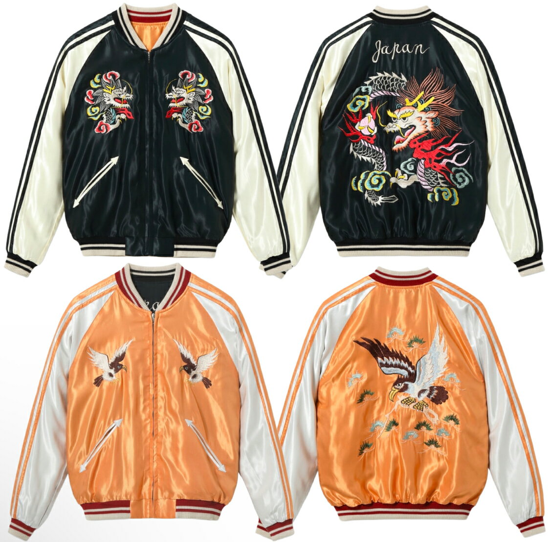 楽天SPURS 楽天市場店TAILOR TOYO （テーラー東洋） Early 1950s Style Acetate Souvenir Jacket “WHITE DRAGON” × “EAGLE” [TT15682-119] スカジャン スーベニア アセテート 刺繡 龍 鷹 アメカジ メンズ 送料無料